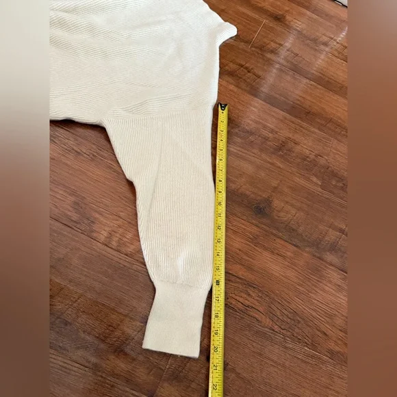 Anthropologie Pilcro Ribbed Mock Neck Crop Cream 100% Cashmere Sweater-1X - Picture 8 of 11